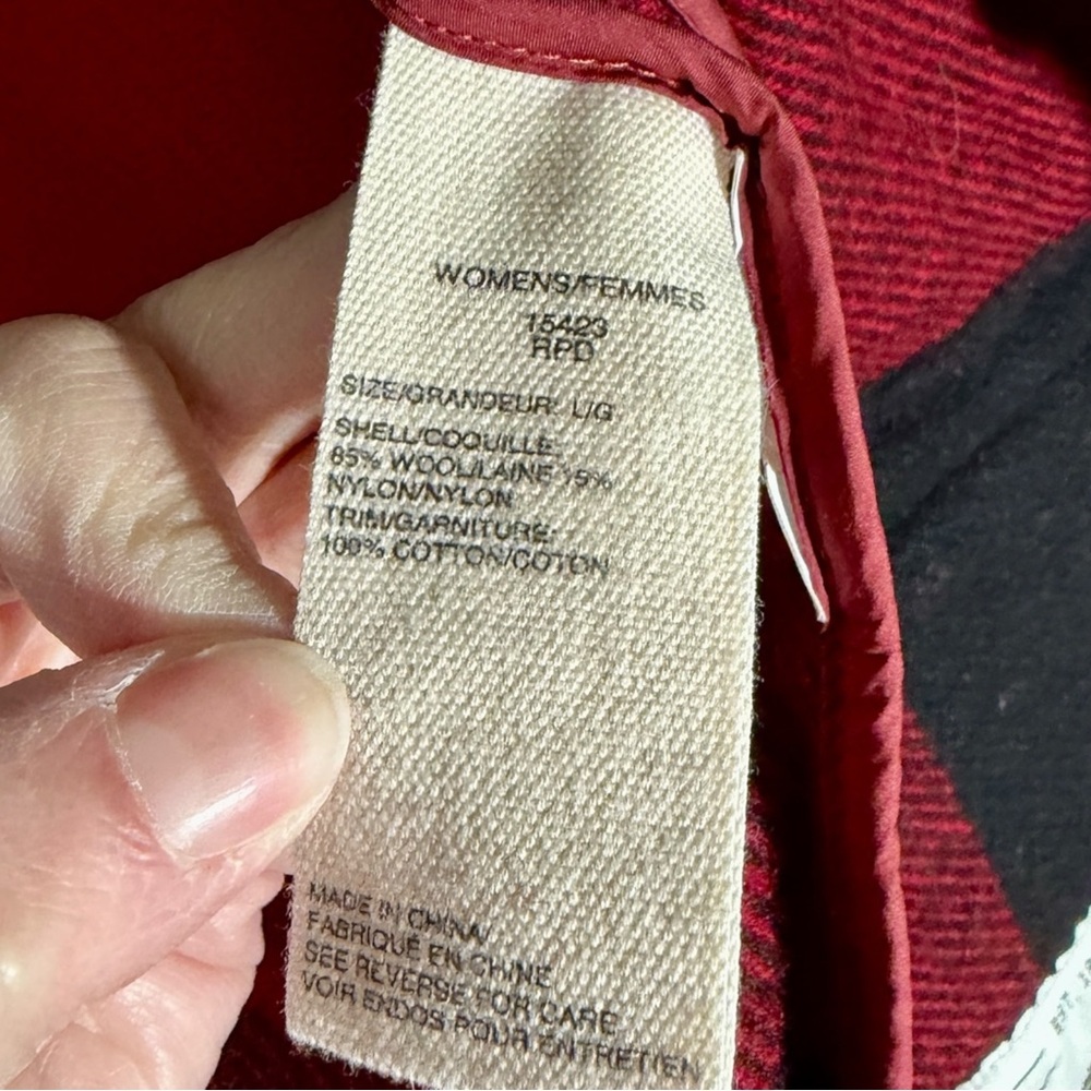 Woolrich Giant Buffalo Plaid Jacket Coat Wool Red‎ Black Full Zip Women’s Large - Picture 5 of 6